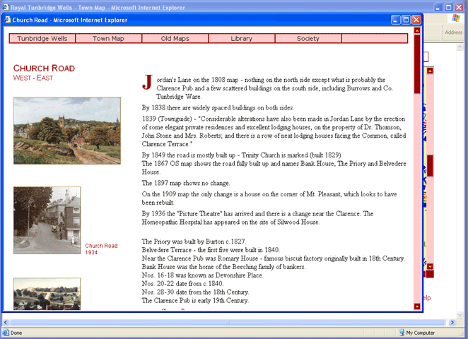 Tunbridge Wells Map 2006 - Church Road - History - screen example
